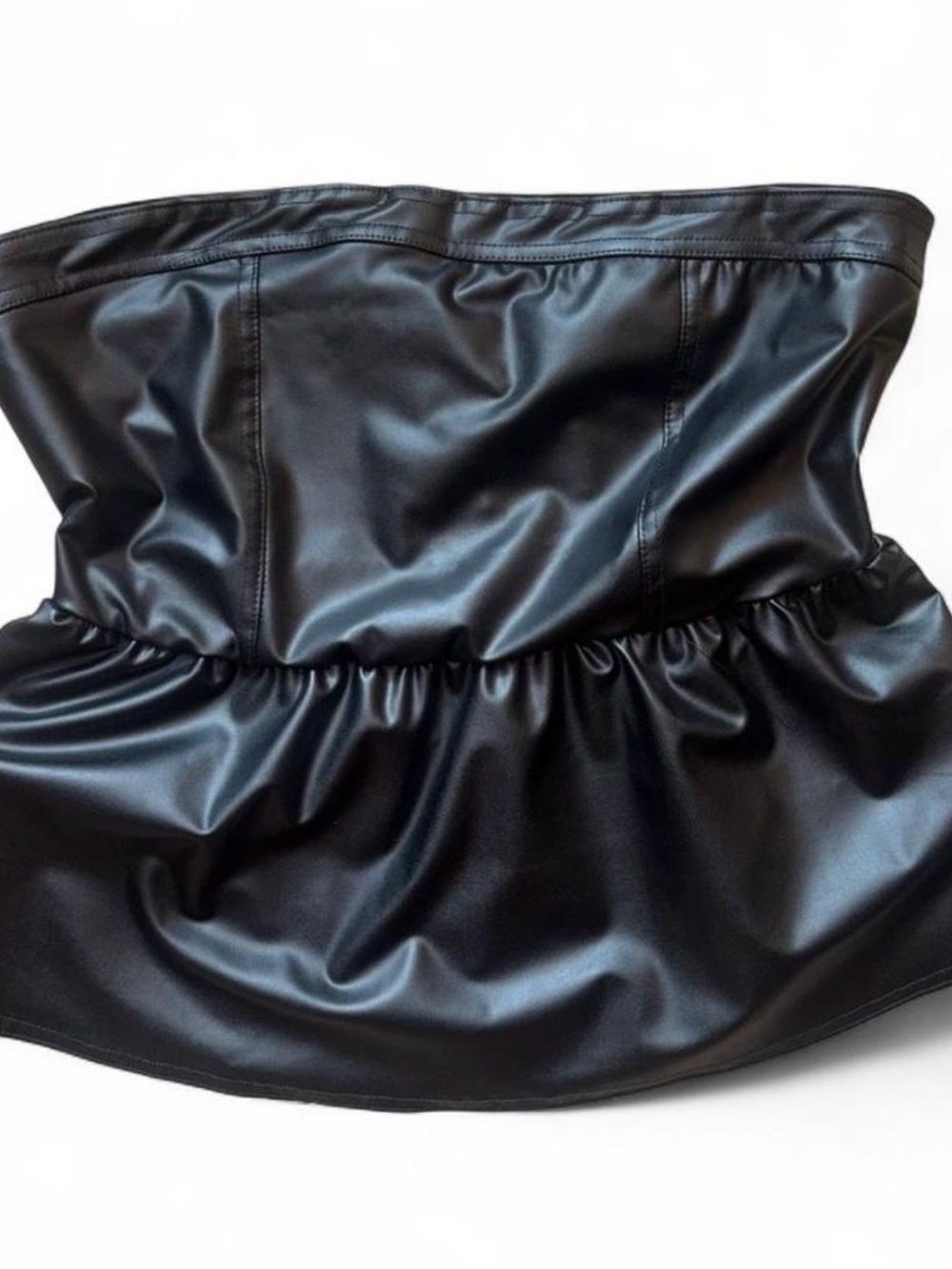 Forever 21 Black Faux Leather Bandeau Crop Top